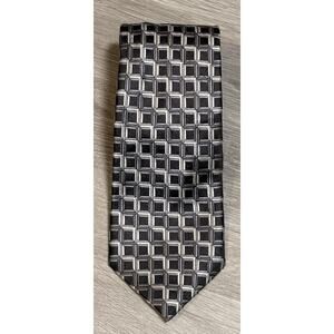 Arrow 100% Silk Tie Vintage Geometric Blue Gray 61” X 3.75